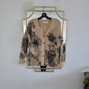 Tan and Black Artistic Cardigan Sweater